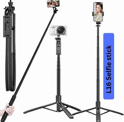 EVAAENTERPRISES PORTABLE SELFIE STICK L16 (Bluetooth control) Bluetooth Selfie Stick(Black, Remote Included)