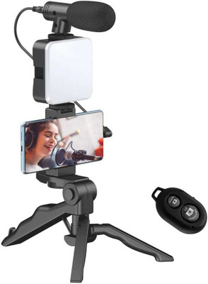 Bagomax Bagomax All-in-One Smartphone Vlogging Kit with LED & Mic Bluetooth, Cable Selfie Stick(Black, Remote Included)