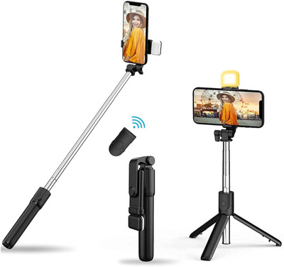 Wanzhow Bluetooth Selfie Stick(Black, Remote Included)