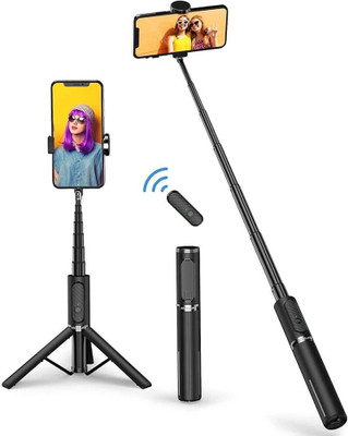 CROWNVIZ Extra Long Selfie stick 170cm Y17 Selfie Stick Tripod Flash included & many features Bluetooth Selfie Stick(Black, Remote Included)