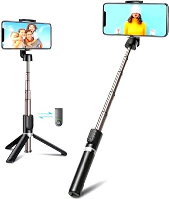 4uonly Bluetooth Selfie Stick(Multicolor, Remote Included)