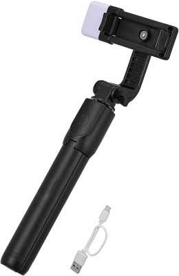 Maavani SELFI STICK WITH LIGHT (BLUTOOHT REMOTE) Bluetooth Selfie Stick(Black, Remote Included)