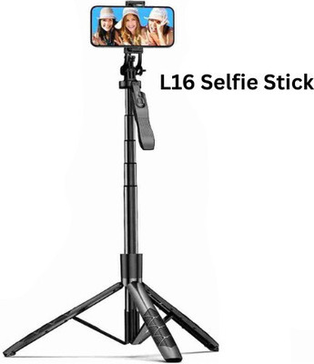 EVAAENTERPRISES Stunning Black Tripod Included L16 Selfie Stick Bluetooth Selfie Stick(Black, Remote Included)
