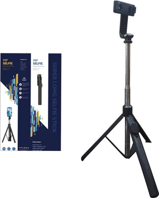 YCHROZE Y17 Selfie Stick Tripod expandable features Bluetooth Selfie Stick(Black, Remote Included)