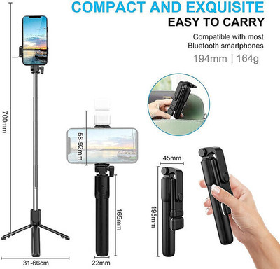 USTINE R1S Selfie Stick Tripod AA27 Bluetooth Selfie Stick(Multicolor, Remote Included)