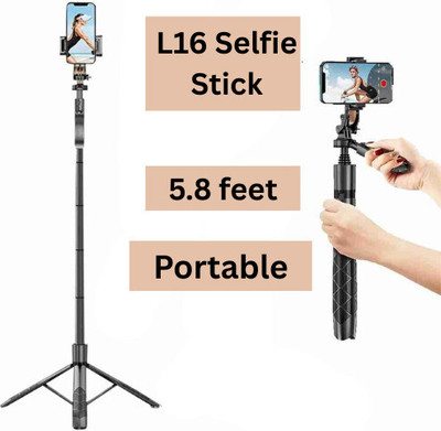 EVAAENTERPRISES 360 degree L16 Selfie Stick Bluetooth Selfie Stick(Black, Remote Included)