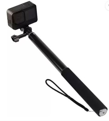 TECHGEAR Ultra Long Selfie Stick for Go Pro Max Hero 9 8 7 6 5 4 3+, Insta 360 One R One X, DJI Osmo Action, Extendable at 6 Lengths Carbon Fiber Lightweight Pole Monopod Monopod (Black, Supports Up to 1000 g) Cable Selfie Stick(Black)