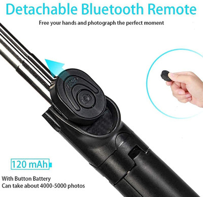 UTTU Bluetooth Selfie Stick(Black, Remote Included)