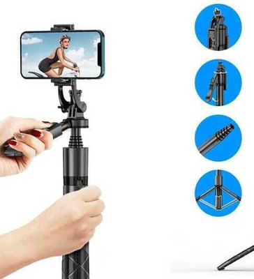 EVAAENTERPRISES L16 Selfie Stick Portable Bluetooth Selfie Stick(Black, Remote Included)