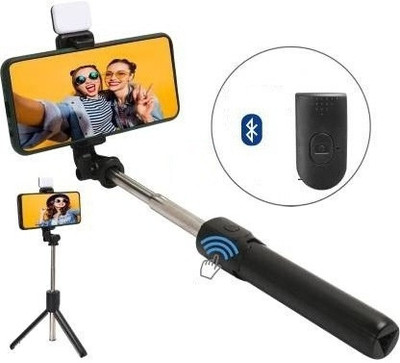 BLUE24 TRADERS Perfect Design Selfie Stick Strong With LightVR105 Bluetooth Selfie Stick(Black, Remote Included)