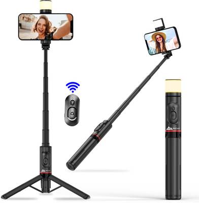 WeCool S4 Selfie Stick | Bluetooth Selfie Stick with Light |Stable Tripod Stand Bluetooth Selfie Stick
