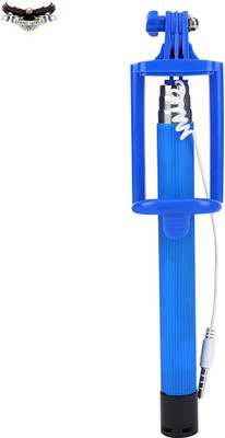 BITWAVE Attached AUX Cable Selfie Stick(Blue)