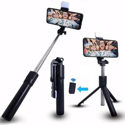 Pharaoh R1S Selfie stick with flash Bluetooth Selfie Stick(Black, Remote Included)