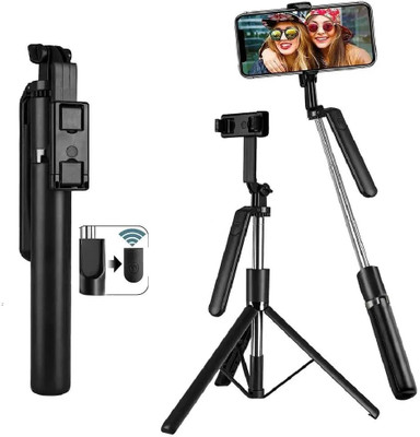 ZOBAK 3-in-1 Selfie Stick Tripod with Wireless Bluetooth Remote & Extendable Handle Cable Selfie Stick(Black, Remote Included)
