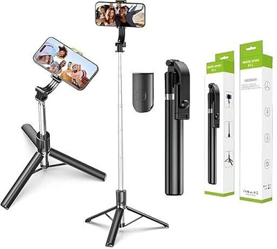 USTINE R1L Wireless Selfie stick and Tripod Bluetooth Selfie Stick(Black, Remote Included)