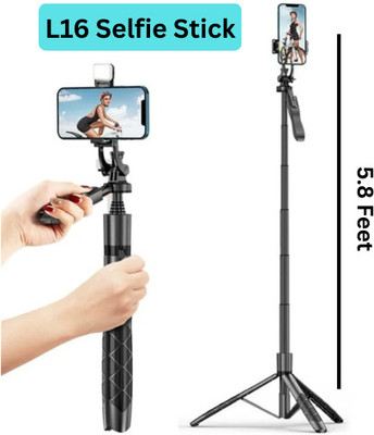 EVAAENTERPRISES Selfie Stick L16- Bluetooth Control Wireless Remote Bluetooth Selfie Stick(Black, Remote Included)