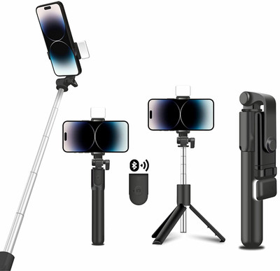 Infinite Digital Bluetooth with Wireless Remote And Extended Tripod Stand Bluetooth Selfie Stick(Black, Remote Included)
