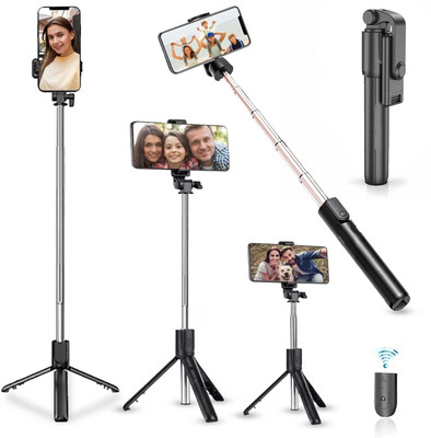 ZmiZc Z1 Selfie Stick with Tripod Stand,Extendable Selfie Stick Bluetooth Selfie Stick(Black, Remote Included)