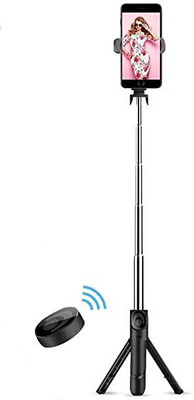 United Creations Bluetooth Selfie Stick(Black, Remote Included)