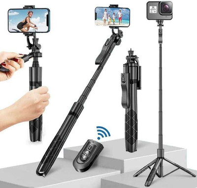 EVAAENTERPRISES L16 Selfie Stick with 360 Degree Bluetooth Selfie Stick(Black, Remote Included)