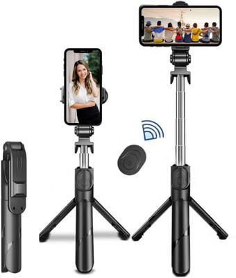 United Creations Bluetooth Selfie Stick(Black, Remote Included)