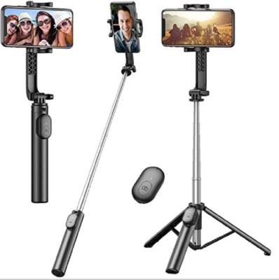 TecSox Y17 Durable Tripod and Bluetooth Selfie Stick(Black, Remote Included)