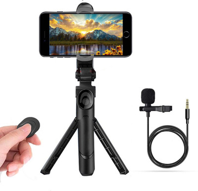 BUFONA Bluetooth, Cable Selfie Stick(Black, Remote Included)