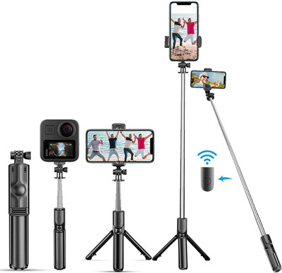 Hold up Bluetooth Extendable Selfie Sticks with Wireless Remote Bluetooth Selfie Stick(Black, Remote Included)