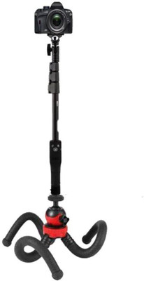 TECHGEAR Tripod Stand, Octopus Camera Tripod with 360 Degree Detachable Ball Head and Mobile Phone Holder Bluetooth Selfie Stick(Black, Remote Included)