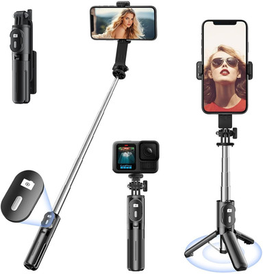 Kemove Mini Selfie Stick Tripod Extendable Phone Stand with Bluetooth Remote71cm Portable Tripod Selfie Stick for iPhone//Mobile Bluetooth Selfie Stick(Black, Remote Included)