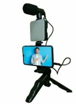 APSOLIGHT vlogging video maker kit with mic |tripod |led flash 01 Tripod(Black, Supports Up to 1600 g)