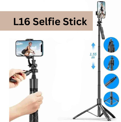 EVAAENTERPRISES Smooth Shooting L16 Selfie Stick Bluetooth Selfie Stick(Black, Remote Included)