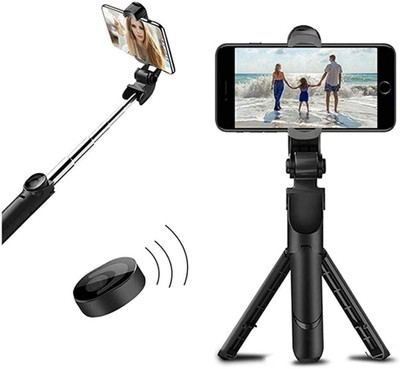 ZmiZc Bluetooth Selfie Stick with Wireless Remote And Extended Tripod Stand Bluetooth Selfie Stick(Black, Remote Included)