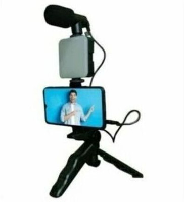 APSOLIGHT vlogging video maker kit with mic |tripod |led flash 03 Tripod(Black, Supports Up to 1600 g)