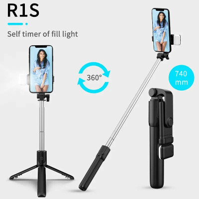 USTINE R1S – Selfie Stick with Fill Light Bluetooth Selfie Stick(Black, Remote Included)