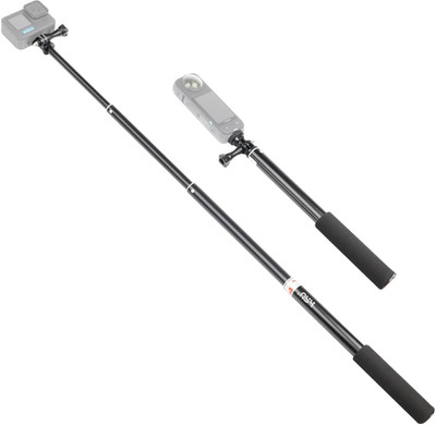 USPOT Alloy Handle Extendable Selfie Stick Waterproof Monopod Stand for GoPro Action Cameras Bluetooth, Cable Selfie Stick(Black)