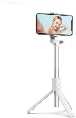 Pecan Wireless Remote selfie stick R1 Bluetooth Selfie Stick Tripod(White, Supports Up to 1000 g)