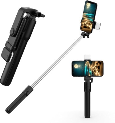 RASEMAGO Portable Selfie Stick & Phone Tripod Stand Compatible with Android, iPhone Bluetooth Selfie Stick(Multicolor, Remote Included)