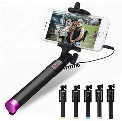 Uborn UNIVERSAL WIRED HANDHELD MONOPOD FOR PHONE HOLDER OR PHOTOGRAPHY VIDEO RECORDING YOUTUBE REELS & CAPUTURE EVERY SPECIAL MOMENT Cable Selfie Stick(Black)