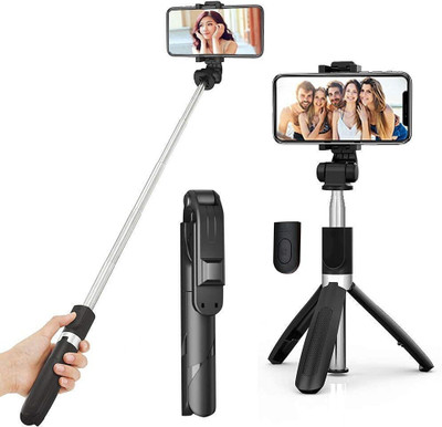 Infinite Digital New Arrival 3 in 1 Selfie Stick multi-function Wireless Bluetooth Tripod Tripod(silver black, Supports Up to 400 g)