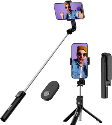 Dubstep Flickstick Smart Selfie Stick with 360 Degree Rotation Bluetooth Selfie Stick(Black, Remote Included)