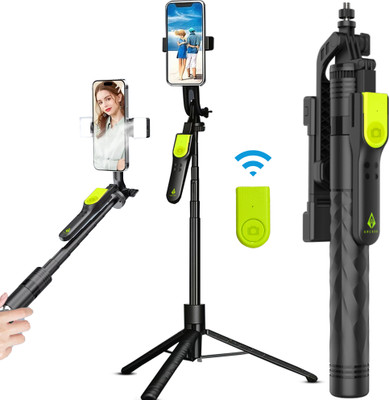 Archer Tech Lab Multifunctional Selfie Stick with Tripod Stand, Detachable Bluetooth Remote, 6-Mode Fill Light, 360° Rotation, Aluminum Alloy Pole, Stable Anti-Slip Base for iPhone & Android Vlogging Bluetooth Selfie Stick(Black)