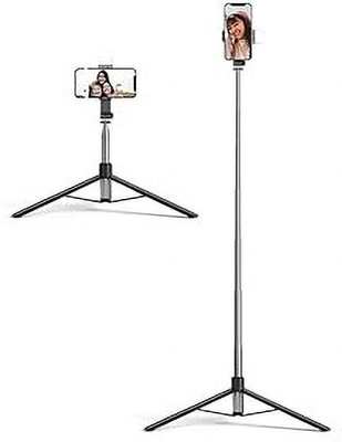 CROWNVIZ Y17 (170 Cm) Long Selfie stick with Detachable Bluetooth Remote Bluetooth Selfie Stick(Black, Remote Included)