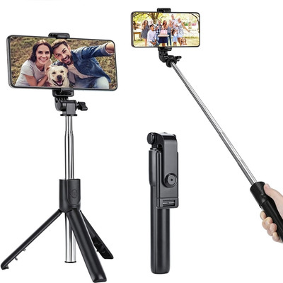 NAFA Wireless Bluetooth Selfie Stick with Remote | Pocket-Size Foldable Stick (18.5–71 cm), Lightweight ABS + Steel, Compatible with iOS & Android Smartphones Bluetooth Selfie Stick(Black, Remote Included)