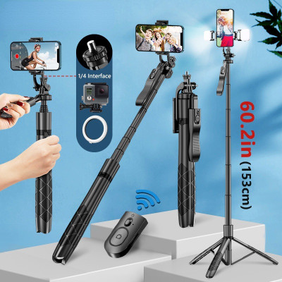 TECHGEAR Wireless Selfie Stick Tripod Stand Foldable Monopod for Gopro Action Cameras Smartphones Balance Steady Shooting Live Bluetooth Selfie Stick(Black, Remote Included)
