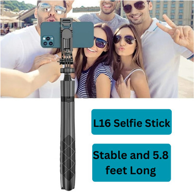 EVAAENTERPRISES L16 Digital Bluetooth Selfie Stick Bluetooth Selfie Stick(Black, Remote Included)