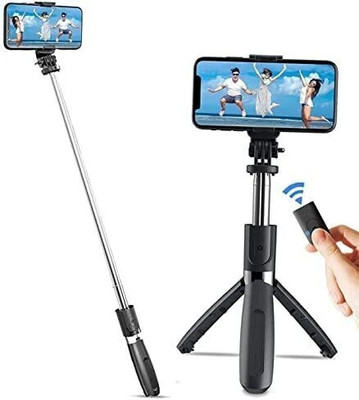 USTINE Bluetooth Selfie Stick with Wireless Remote And Extended Tripod Stand Bluetooth Selfie Stick(Black, Remote Included)