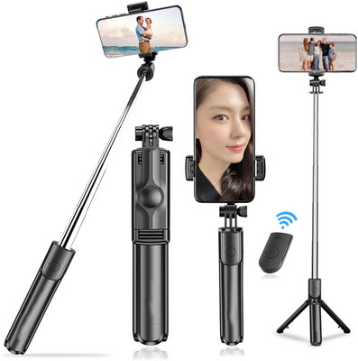 Shopsji Multifunctional Flash Light Tripod Stand Wireless Bluetooth selfie stick with Remote, Mini Tripod, Mobile stand, R1 Bluetooth Selfie Stick Portable Selfie Stick Tripod with Bluetooth Remote, Tripod Stand with Extendable Aluminium Monopod, 360 deg Rotation Phone Holder, Adjustable Grip Tripod