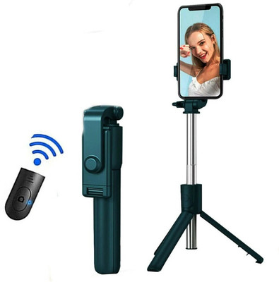 USTINE Wireless And Extended Tripod Stand Bluetooth Selfie Stick(Black, Remote Included)
