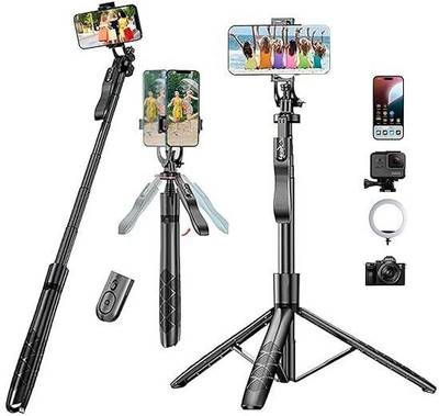 Kratos 5ft Long Selfie Stick Tripod | 360� Rotation | iPhone/Android Compatible Bluetooth Selfie Stick(Black, Remote Included)